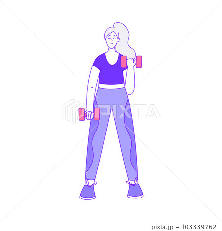 Young Female Lifting Dumbbell Body Training and Sport Workout Vector Illustration Young Female Lifting Dumbbell Body Training and Sport Workout Vector Illustration 103339762