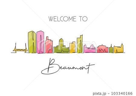 One continuous line drawing Beaumont city