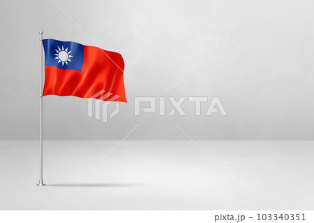 Taiwanese flag isolated on white concrete wall background 103340351
