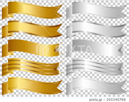 Set of 10 luxurious flag ribbons gold & silver Set of 10 luxurious flag ribbons gold & silver 103340766