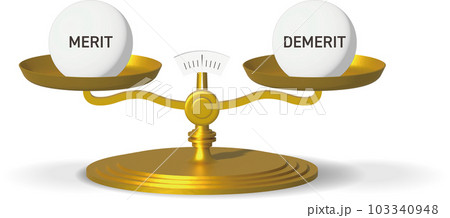 バランスのとれたメリットとデメリットの上皿天秤 103340948