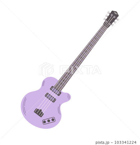 Purple electrical guitar isolated on a white background. String musical instruments illustration. 103341224