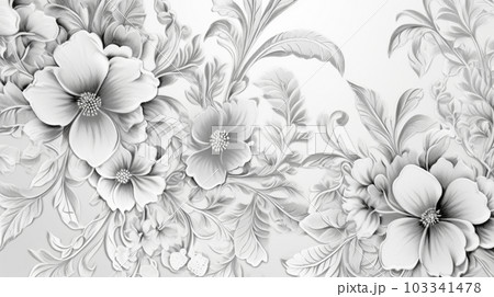 レースパターン背景: 花や葉のモチーフの繊細なレース模様。透明があり背景のコンテンツと調和。