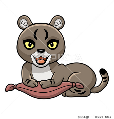 Cute little jungle cat cartoon on the pillow 103341663