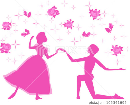 パ・ド・ドゥ2人で踊るバレリーナのピンクのシルエット 103341693