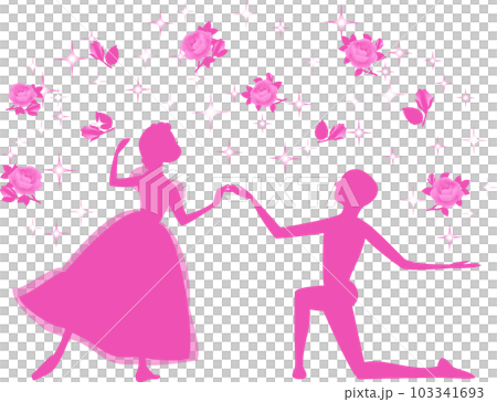 パ・ド・ドゥ2人で踊るバレリーナのピンクのシルエット 103341693