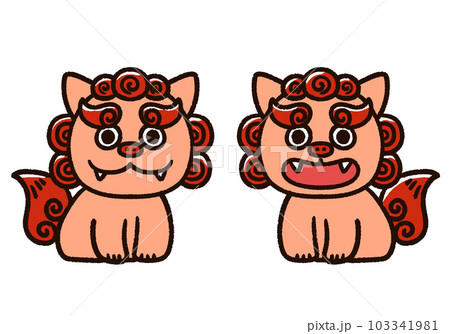 かわいい手描き風のシーサー かわいい手描き風のシーサー 103341981