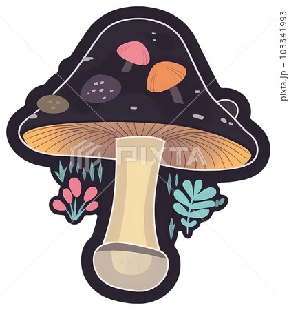 Mushroom sticker transparent illustration. Mushroom sticker transparent illustration. 103341993