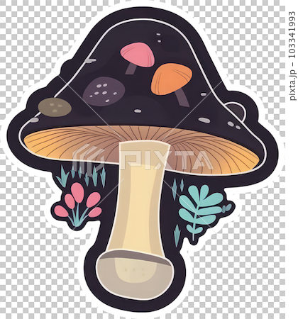 Mushroom sticker transparent illustration. Mushroom sticker transparent illustration. 103341993