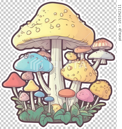 Mushroom sticker transparent illustration. Mushroom sticker transparent illustration. 103342111
