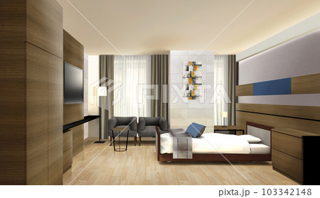 モダンな寝室インテリアパース 103342148