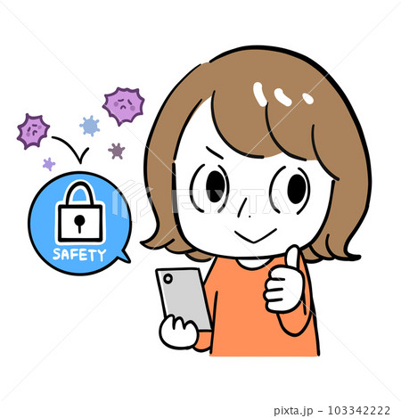 ウイルス対策が完璧な女性　スマホ 103342222