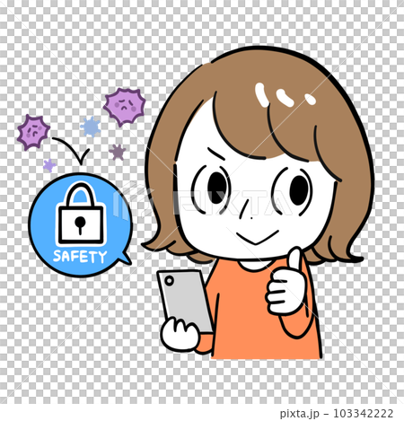 ウイルス対策が完璧な女性　スマホ 103342222