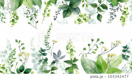 自然要素組合せ背景： 葉、花、枝など自然要素を使った格子模様を作成。自然の美しさや温かみ表現。