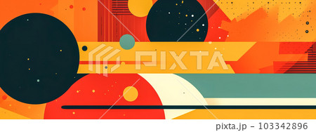 abstract retro style art banner, made with Generative AI 103342896