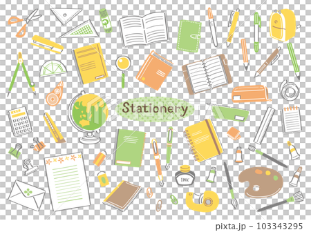 Stationery, office supplies, school supplies, illustration set 103343295