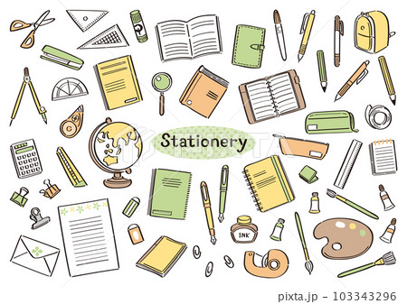 文房具　事務用品　学用品　イラストセット 103343296