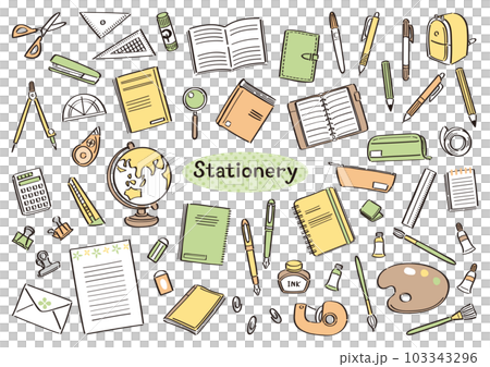 文房具　事務用品　学用品　イラストセット 103343296