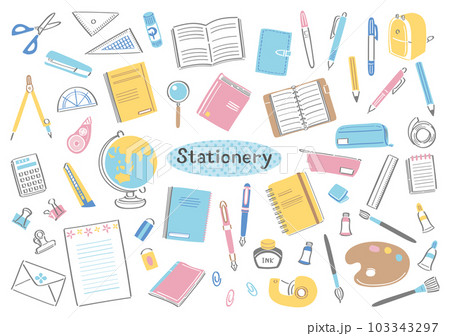 文房具 事務用品 学用品 イラストセット 文房具 事務用品 学用品 イラストセット 103343297