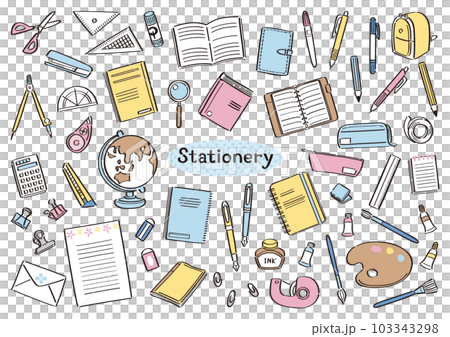Stationery, office supplies, school supplies, illustration set 103343298
