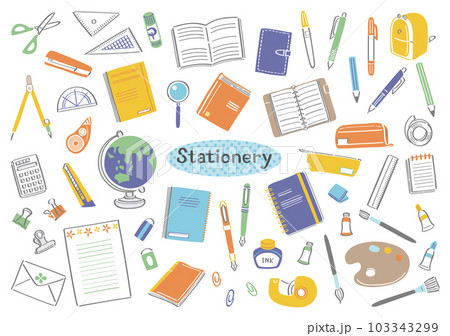 文房具 事務用品 学用品 イラストセット 文房具 事務用品 学用品 イラストセット 103343299
