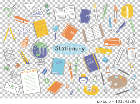 文房具 事務用品 学用品 イラストセット 文房具 事務用品 学用品 イラストセット 103343299