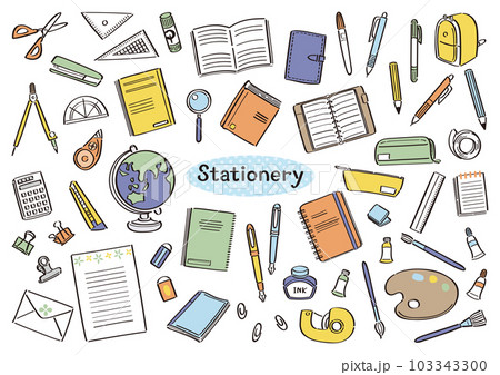 文房具　事務用品　学用品　イラストセット 103343300