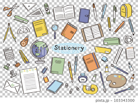文房具　事務用品　学用品　イラストセット 103343300