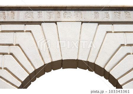 Ancient Marble Arch with Keystone Isolated on White Background Ancient Marble Arch with Keystone Isolated on White Background 103343361