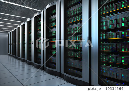Power Hub Server Room Interior in a High-Tech Datacenter. created with Generative AI 103343644