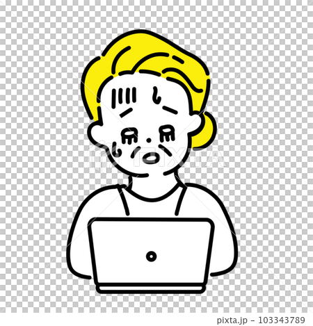 Illustration series of cute people _ senior woman _ tired Illustration series of cute people _ senior woman _ tired 103343789