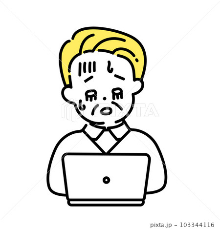 かわいい人物のイラストシリーズ _ シニアの男性_ 疲れた かわいい人物のイラストシリーズ _ シニアの男性_ 疲れた 103344116