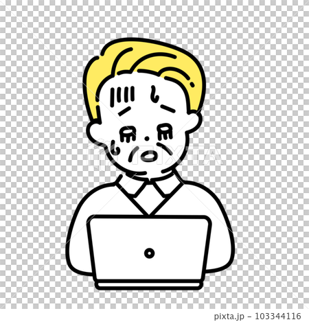 かわいい人物のイラストシリーズ _ シニアの男性_ 疲れた かわいい人物のイラストシリーズ _ シニアの男性_ 疲れた 103344116