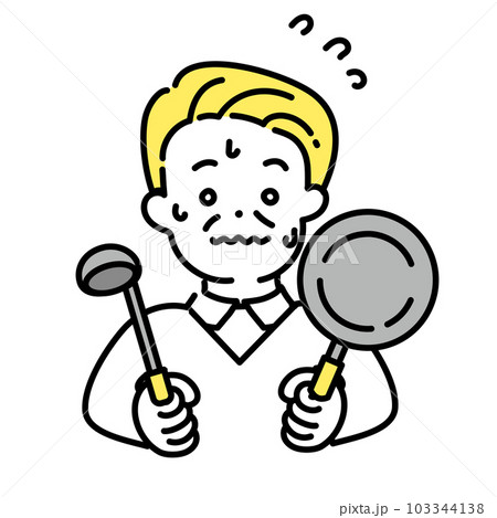 かわいい人物のイラストシリーズ _ シニアの男性_ 料理 103344138