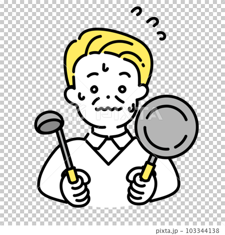 かわいい人物のイラストシリーズ _ シニアの男性_ 料理 103344138
