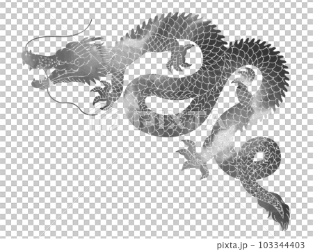 Dragon year in ink painting style, illustration material of a dragon that can be used for New Year's cards Dragon year in ink painting style, illustration material of a dragon that can be used for New Year's cards 103344403