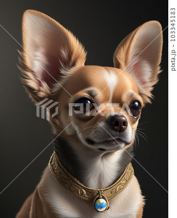Various pictures and illustration of cute dogs, with different positions and expressions with different backgrounds. Chihuahua, husky, maltese, poodle, saint bernard, golden retriever. 103345183