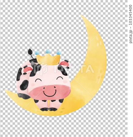 cute baby cow girl watercolour hand drawing children nursery cartoon character 103345400