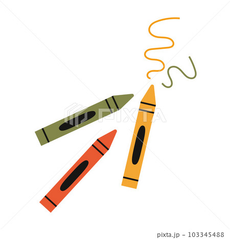 Crayons, colorful wax pencils, cartoon style. Cute stationery. Trendy modern vector illustration isolated on white background, hand drawn, flat 103345488