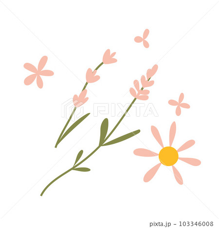 Wild flowers, cartoon style. Trendy modern vector illustration isolated on white background 103346008