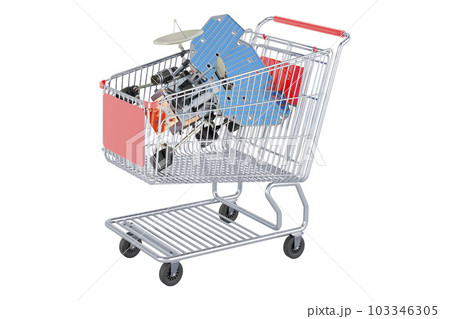 Planetary rover inside shopping cart, 3D rendering Planetary rover inside shopping cart, 3D rendering 103346305