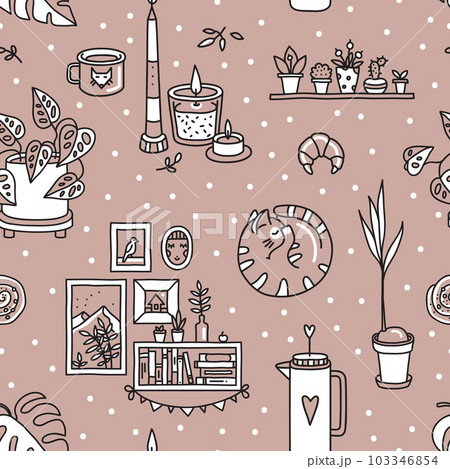 Vector seamless pattern with Hygge concept. 103346854