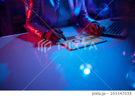 Closeup on woman working with charts Closeup on woman working with charts 103347038