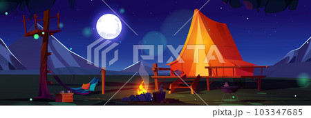 Night camp tent and mountain landscape background Night camp tent and mountain landscape background 103347685