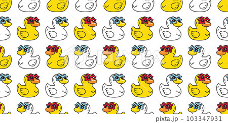 duck seamless pattern rubber duck star sunglasses fashion disco wrapping paper shower bathroom toy bird chicken vector pet scarf isolated cartoon animal tile wallpaper repeat background illustration d 103347931