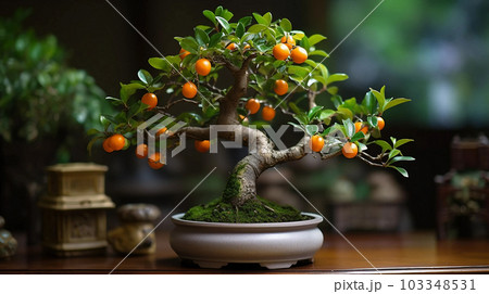 persimmon tree bonsai - Stock Photo [103348531] - PIXTA