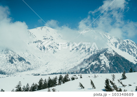 雪解けの季節の中部山岳国立公園立山連峰 雪解けの季節の中部山岳国立公園立山連峰 103348689