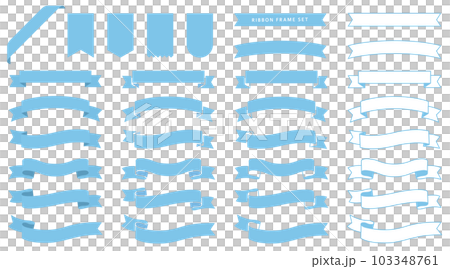 色んなシンプルリボンのフレームセット_青 色んなシンプルリボンのフレームセット_青 103348761