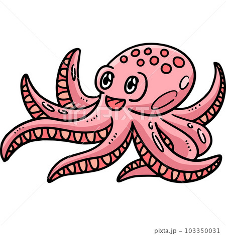 Baby Octopus Cartoon Colored Clipart Illustration Baby Octopus Cartoon Colored Clipart Illustration 103350031