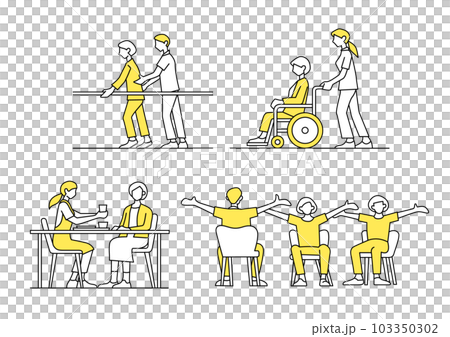 Nursing care illustration set Nursing care illustration set 103350302